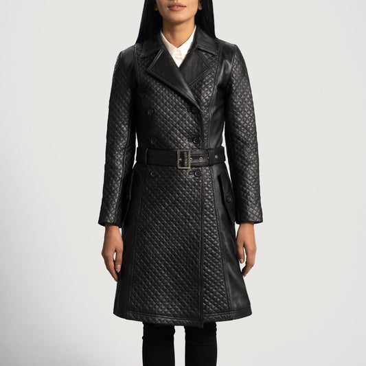 Sweet Susan Black Leather Trench Coat SH526