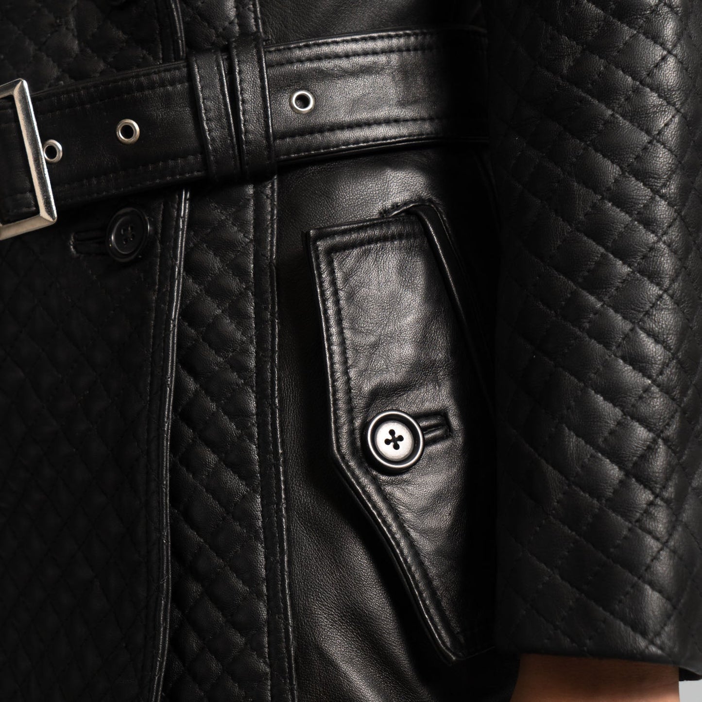 Sweet Susan Black Leather Trench Coat SH526