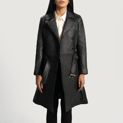 Sweet Susan Black Leather Trench Coat SH526