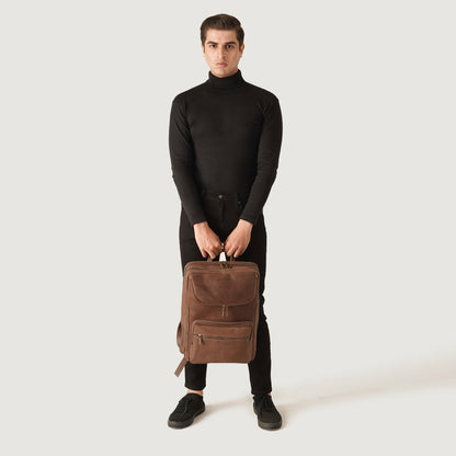 The Bedford Vintage Distressed Brown Leather Backpack