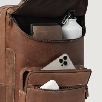 The Bedford Vintage Distressed Brown Leather Backpack