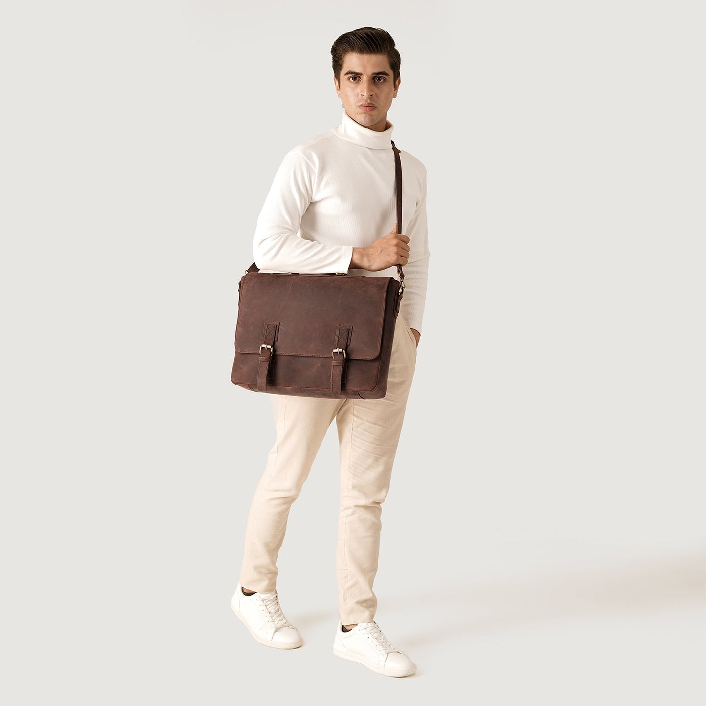 The Cristoph Vintage Distressed Brown Leather