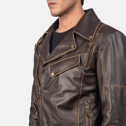 Vincent Brown Leather Biker Jacket SH42