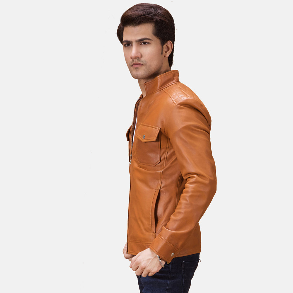 Voltex Tan Leather Biker Jacket SH41