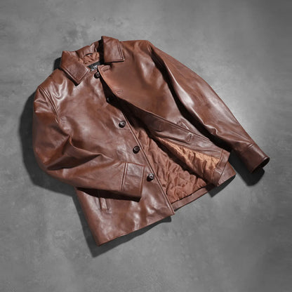 Waffle Brown Leather Jacket SH40