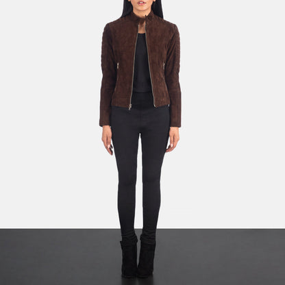 Adalyn Quilted Mocha Suede Biker Jacket SH650