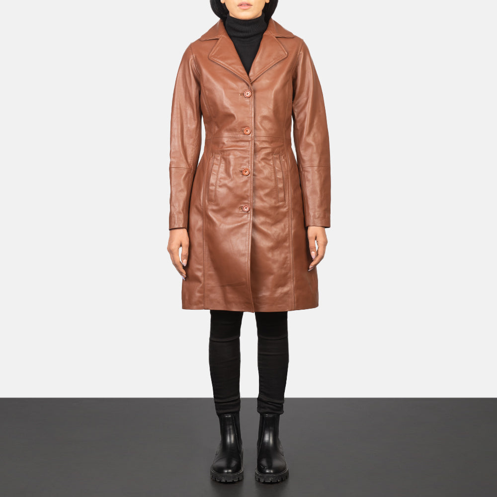 Alexis Brown Single Breasted Leather Coat SH648