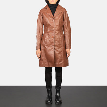 Alexis Brown Single Breasted Leather Coat SH648
