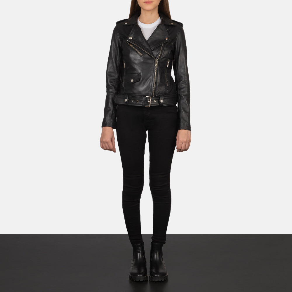 Alison Black Leather Biker Jacket G270