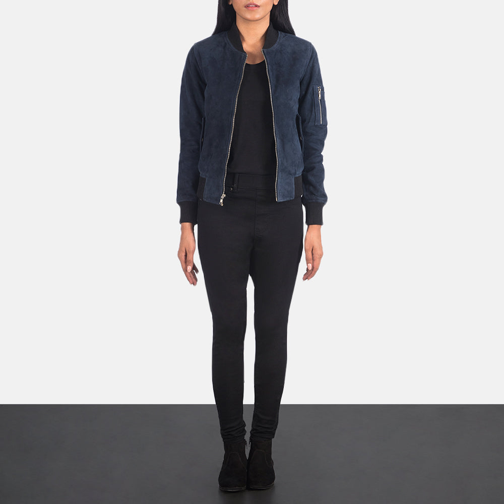 Ava Ma-1 Blue Suede Bomber Jacket SH634