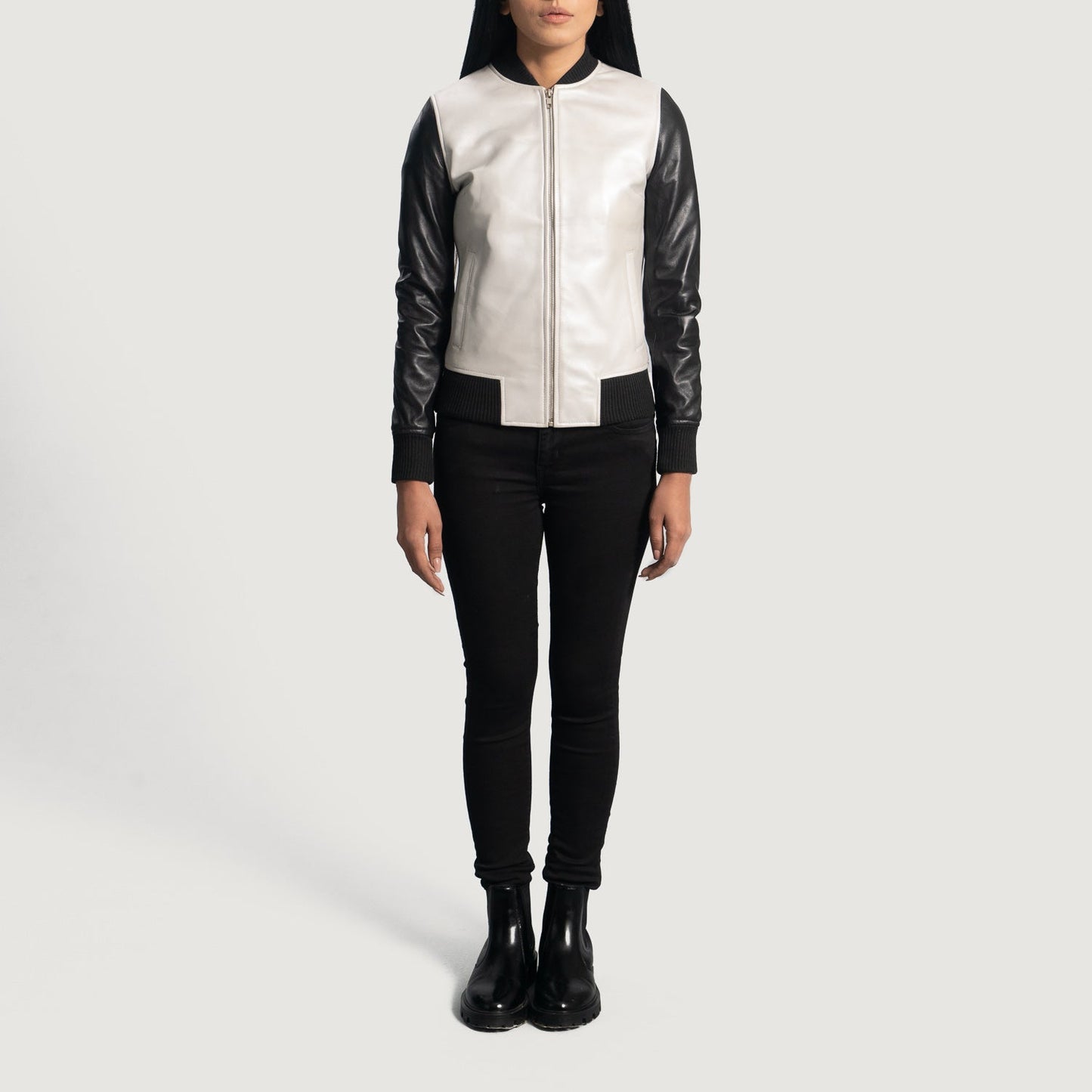 Cole Silver Leather Bomber Jacket SH622