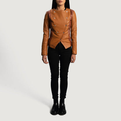 County Tan Overlap Leather Jacket SH617