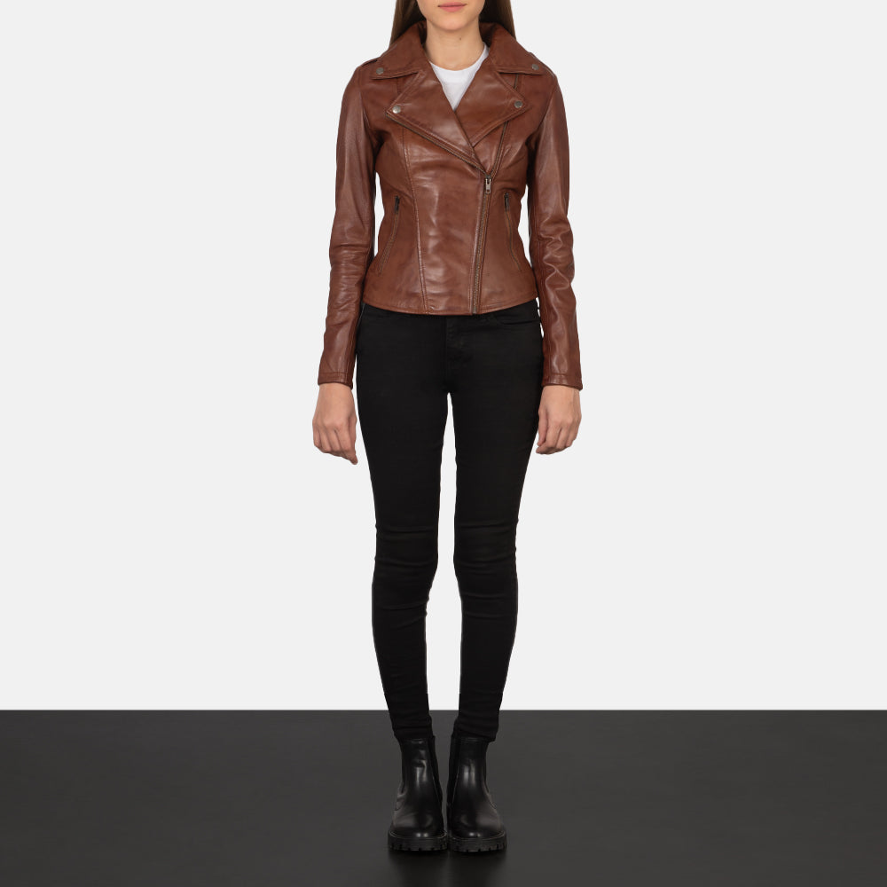 Flashback Brown Leather Biker Jacket SH600