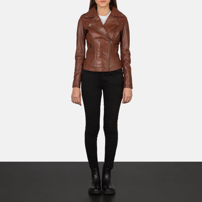 Flashback Brown Leather Biker Jacket SH600