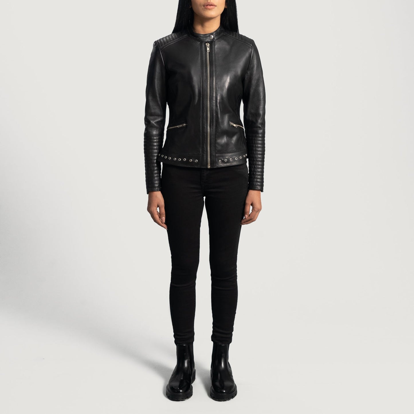 Haley Ray Black Leather Biker Jacket SH597