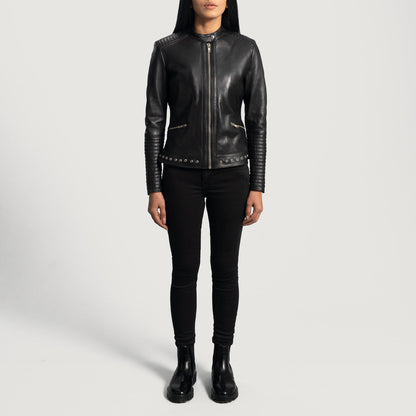 Haley Ray Black Leather Biker Jacket SH597