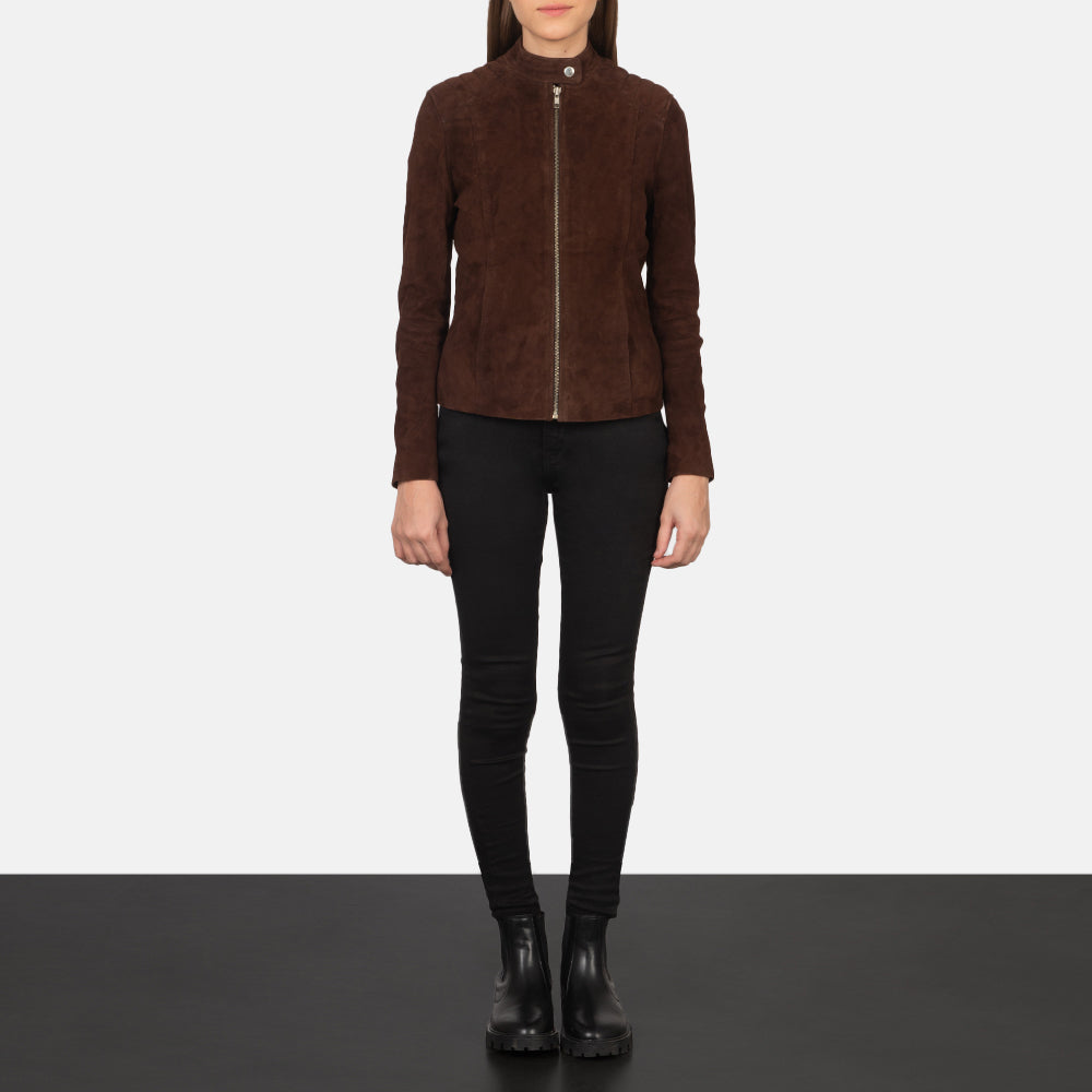 Kelsee Mocha Suede Biker Jacket SH590