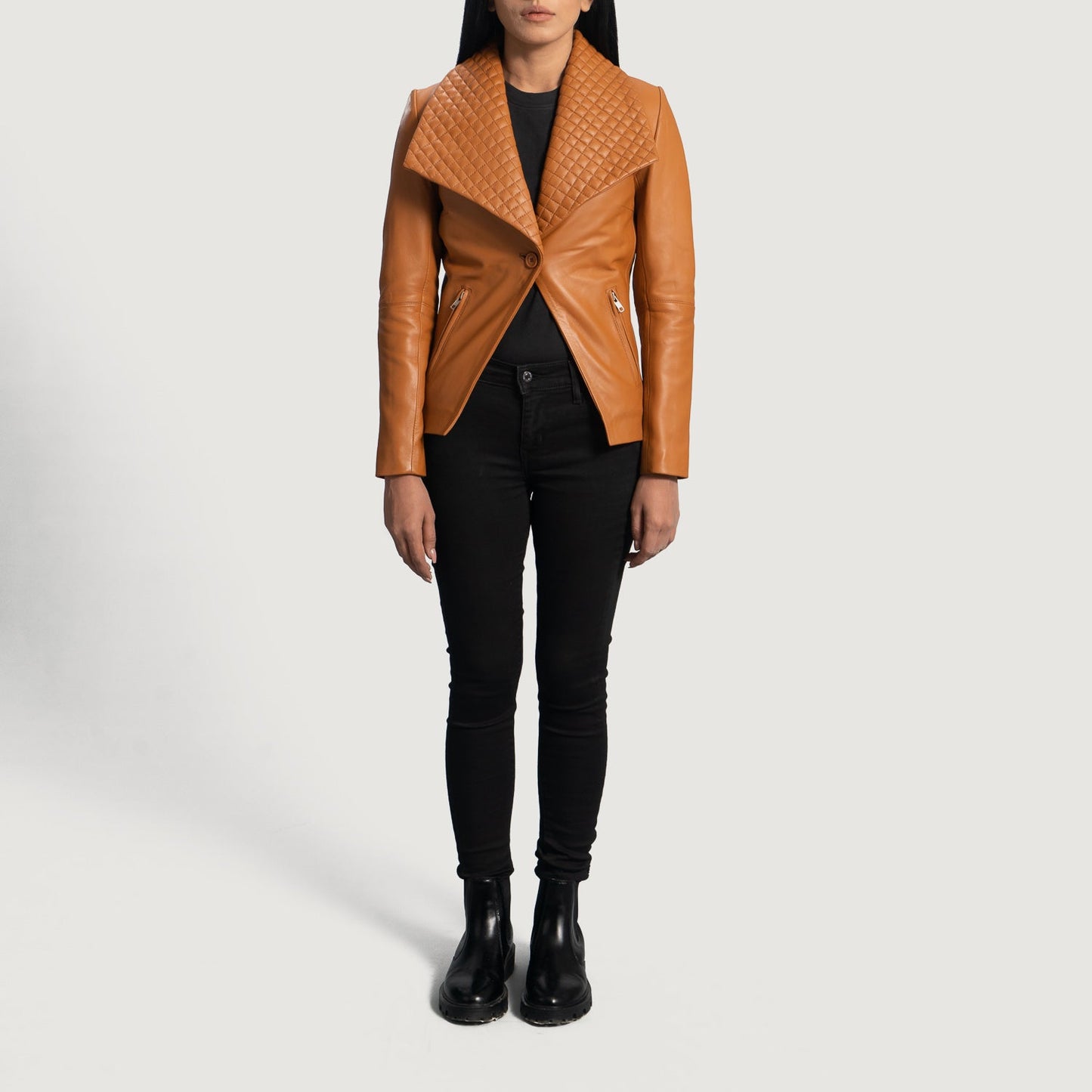 Lee Tan Brown Leather Blazer SH587