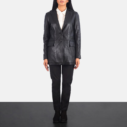 Marilyn Black Leather Blazer SH582