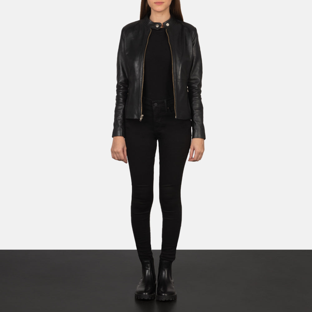 Rave Black Leather Biker Jacket SH571