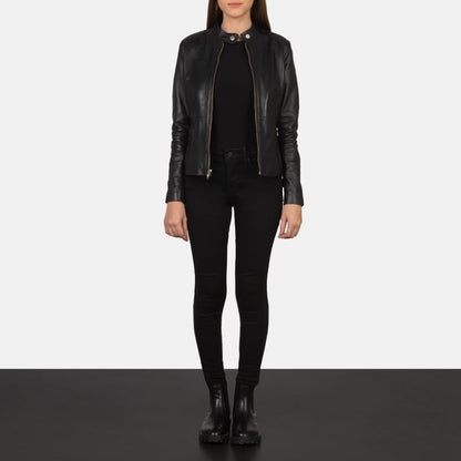 Rave Black Leather Biker Jacket SH571