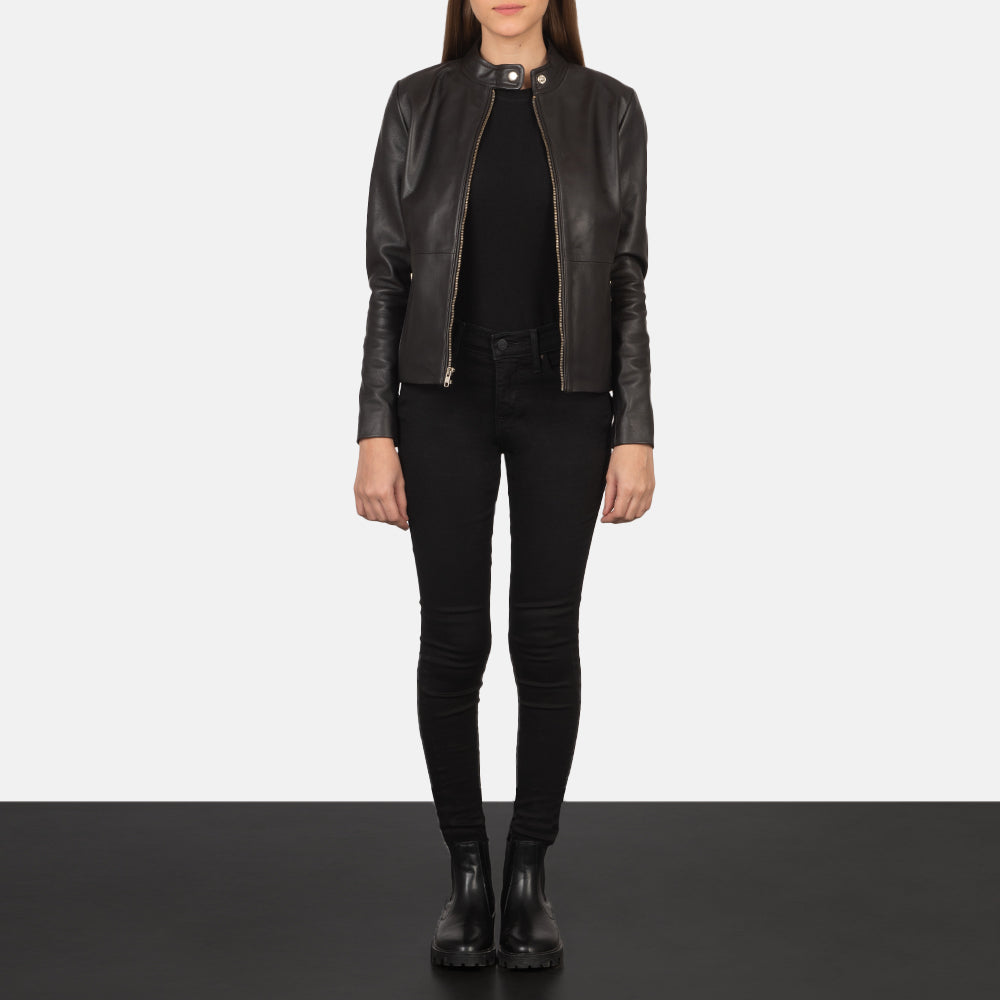 Rave Brown Leather Biker Jacket SH570