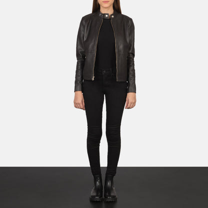 Rave Brown Leather Biker Jacket SH570
