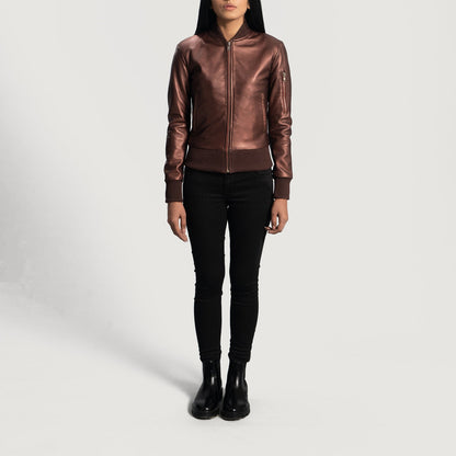 Reida Maroon Leather Bomber Jacket SH563