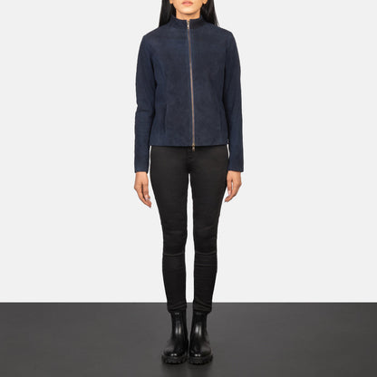 Rumella Blue Suede Biker Jacket SH557