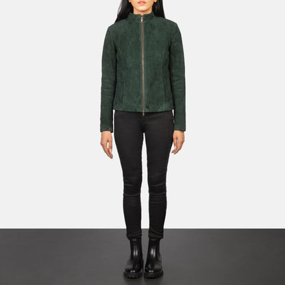 Rumella Green Suede Biker Jacket SH556