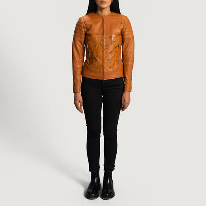 Sandy Tan Dye Leather Biker Jacket SH549
