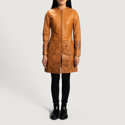 Sandy Tan Dye Leather Coat SH548