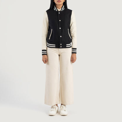 Savant Black & White Hybrid Varsity Jacket SH543