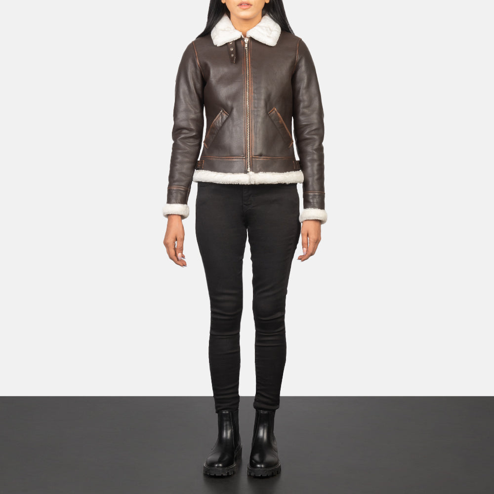 Sherilyn B-3 Brown Leather Bomber Jacket SH536