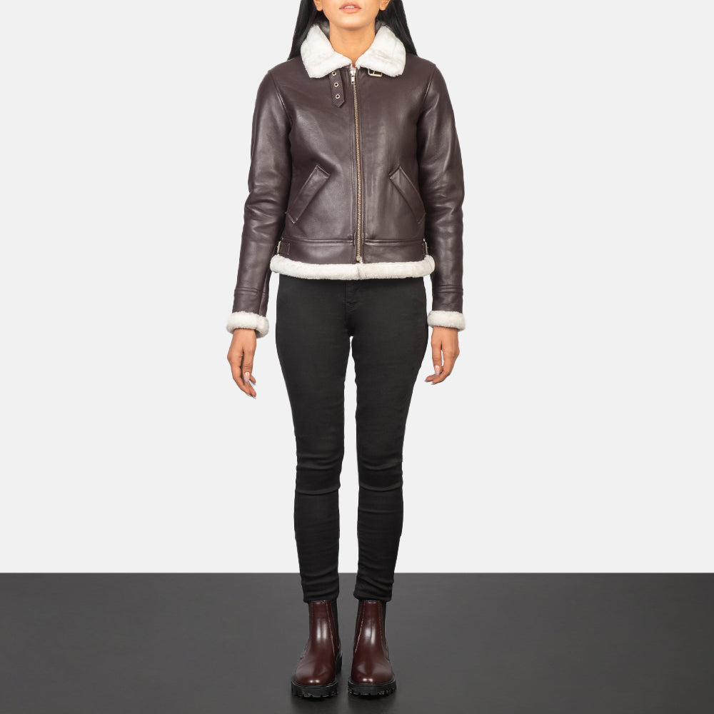 Sherilyn B-3 Maroon Leather Bomber Jacket SH533