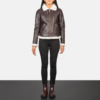 Sherilyn B-3 Maroon Leather Bomber Jacket SH533
