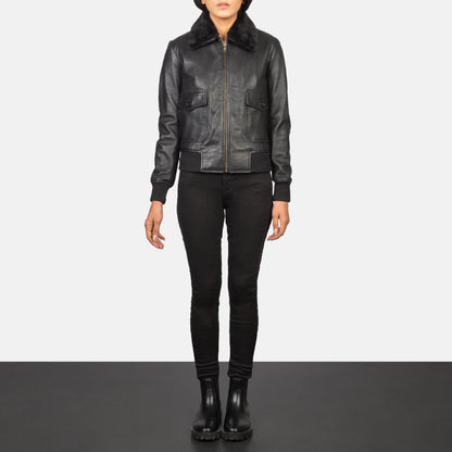 Stella G-1 Black Leather Bomber Jacket SH531