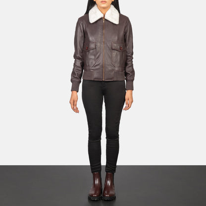 Stella G-1 Maroon Leather Bomber Jacket SH529