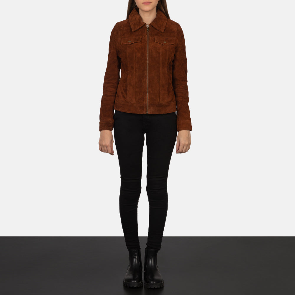 Suzy Brown Suede Trucker Jacket SH528
