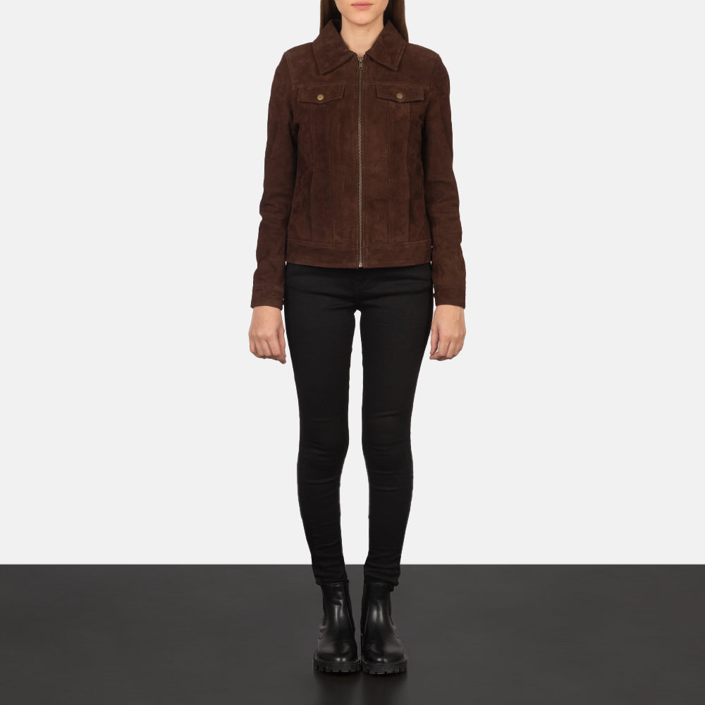 Suzy Mocha Suede Trucker Jacket SH527