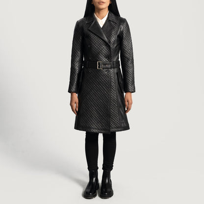 Sweet Susan Black Leather Trench Coat SH526