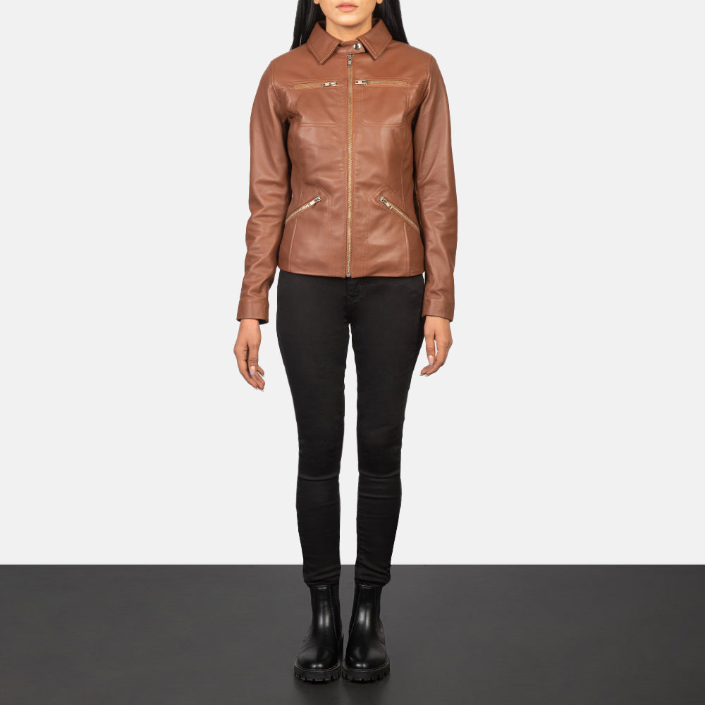 Tomachi Brown Leather Jacket SH524