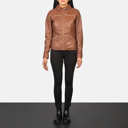 Tomachi Brown Leather Jacket SH524