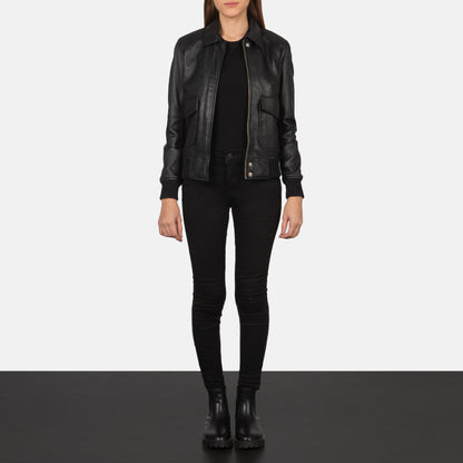 Westa A-2 Black Leather Bomber Jacket SH514