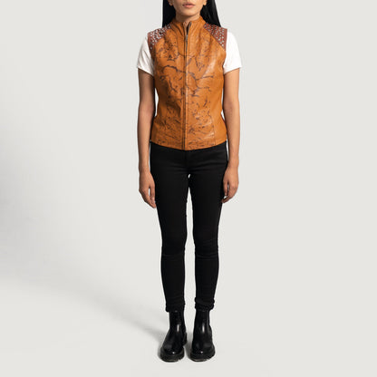 Westina Tan Dye Leather Vest SH511