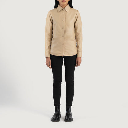 Zenith Beige Leather Shirt Jacket SH510