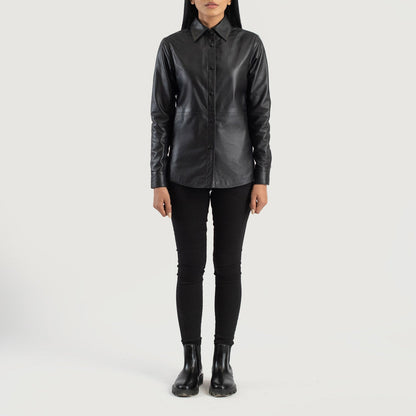 Zenith Black Leather Shirt Jacket SH509