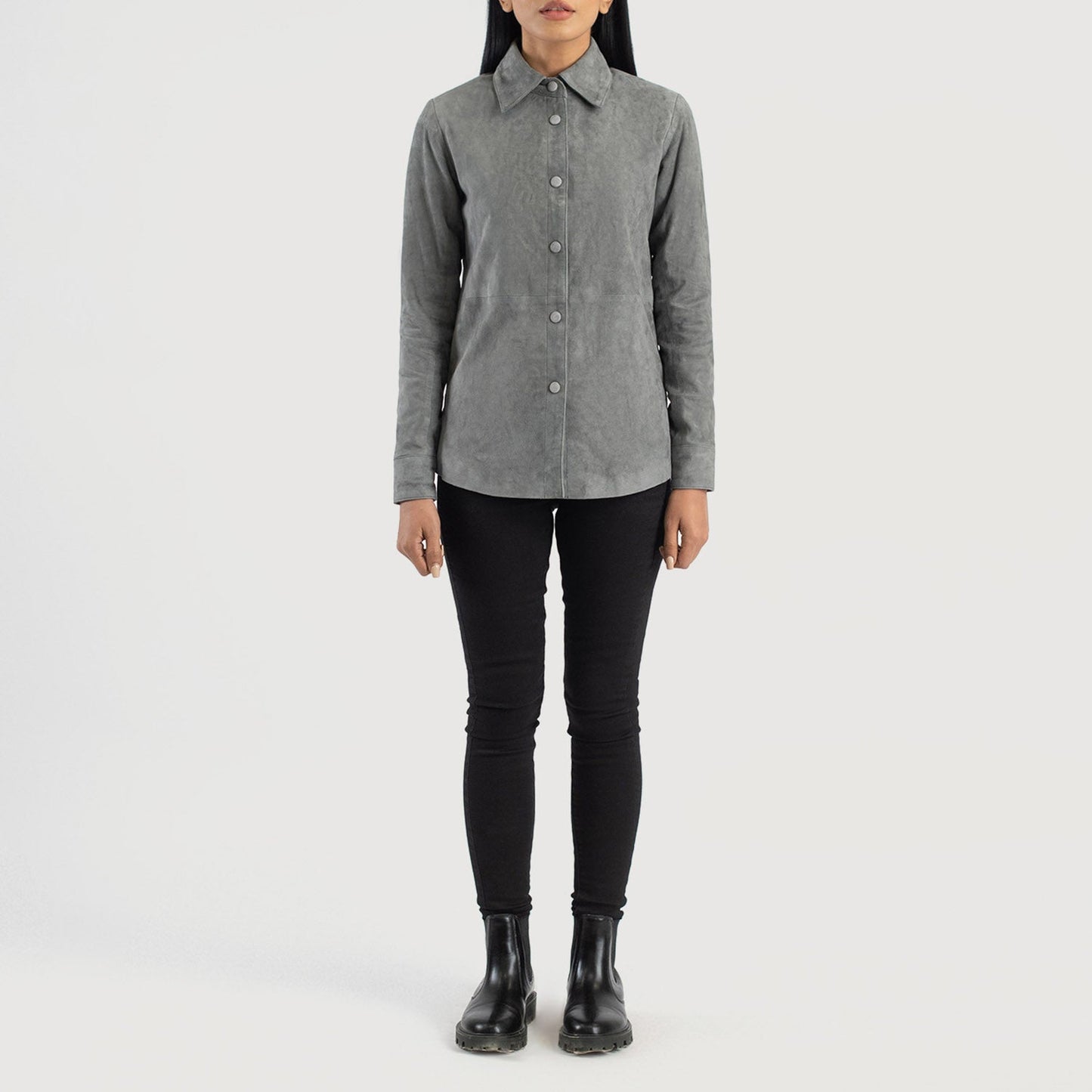 Zenith Grey Suede Leather Shirt Jacket SH507