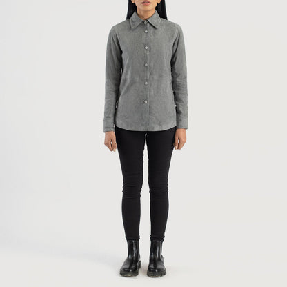 Zenith Grey Suede Leather Shirt Jacket SH507