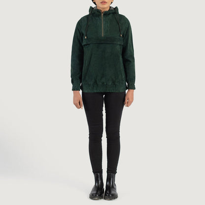 Zest Green Hooded Suede Pullover Jacket SH501